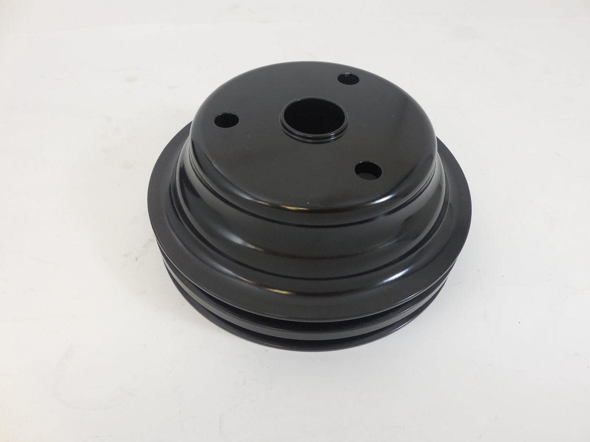 Racing Power Company R9485BK Pulley crank 2-groove sb chevy lwp - black