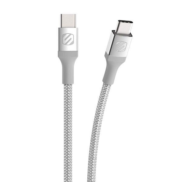 Scosche CCB4SR-SP 4’ Silver Braided Dual USB-C™ Charge and Sync Cable