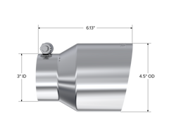 MBRP Exhaust 3 Inch Inlet 4.5 Inch OD Out 6.13 Inch Length Angle Cut Universal Tail Pipe Tip T304 Stainless Steel Tip MBRP T5180