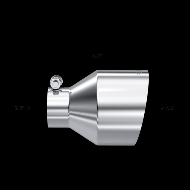 MBRP Exhaust Exhaust Tip 2.5 Inch ID 5 Inch OD Out 6.5 Inch Length Angle Cut Single Wall T304 Stainless Steel MBRP T5190