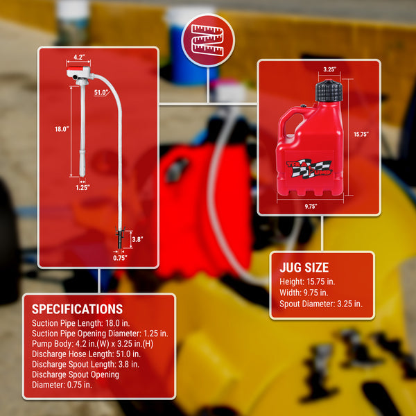Tera Pump 20157 TRJ3XLR 3 Gallon Racing Jug with Transfer Pump Includes Gas Can