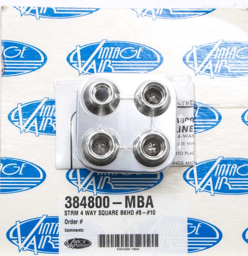 VINTAGE AIR 4 Way Square Bulkhead #8 and #10 O-Ring 384800-MBA