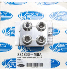 VINTAGE AIR 4 Way Square Bulkhead #8 and #10 O-Ring 384800-MBA