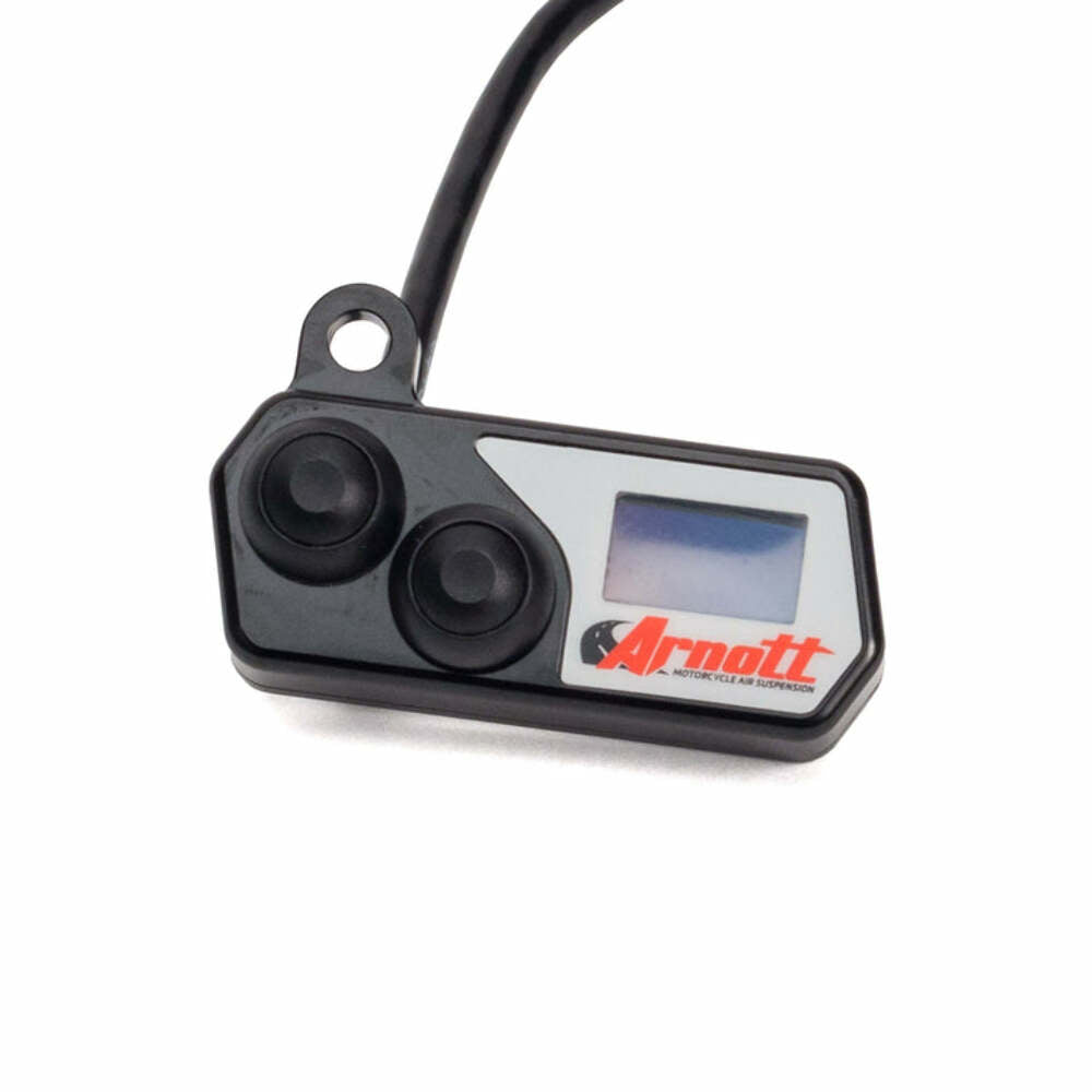 Arnott Motorcycle Suspension MOTORCYCLE HANDLEBAR PUSH BUTTON SWITCH WITH PRESSURE GAUGE, KIT, BLACK K-3114
