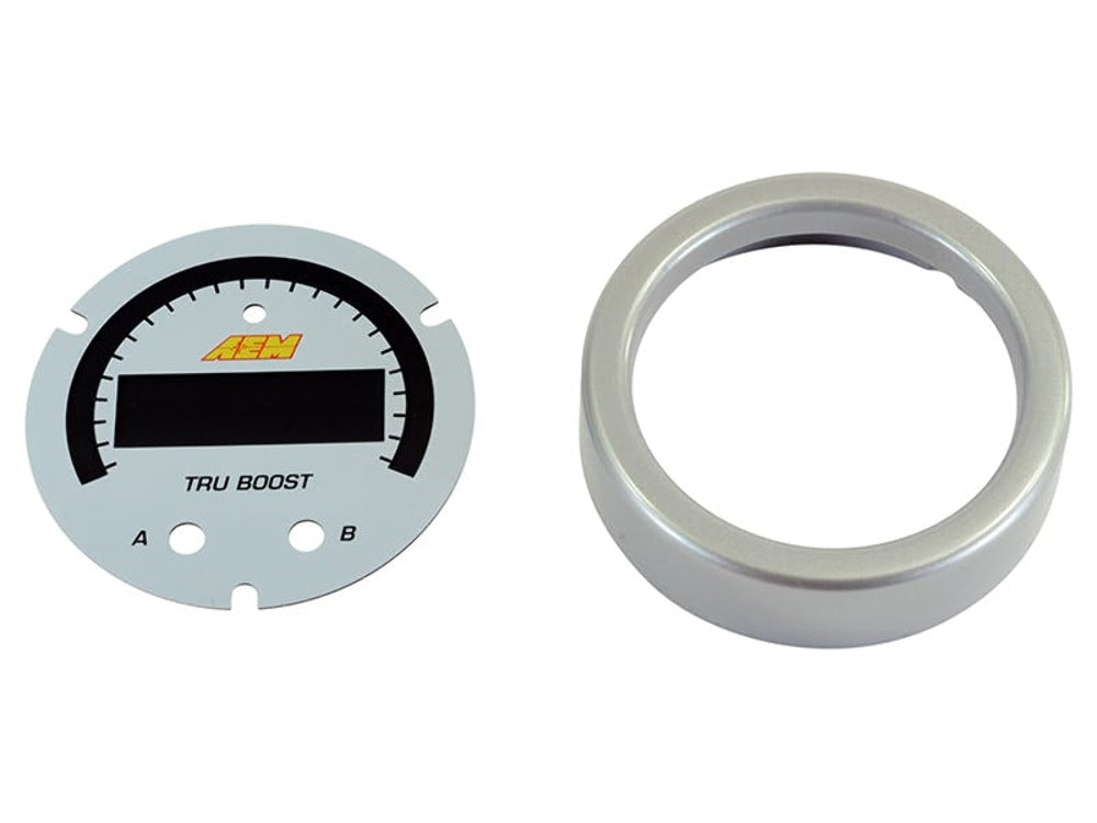 AEM 30-0352-acc X-Series Tru-BoostX Gauge Accessory Kit. Silver Bezel and White Faceplate.