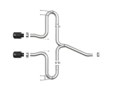 AFE 49-36625-B Takeda 2-1/2 IN 304 Stainless Steel Axle-Back Exhaust System w/ Black Tips