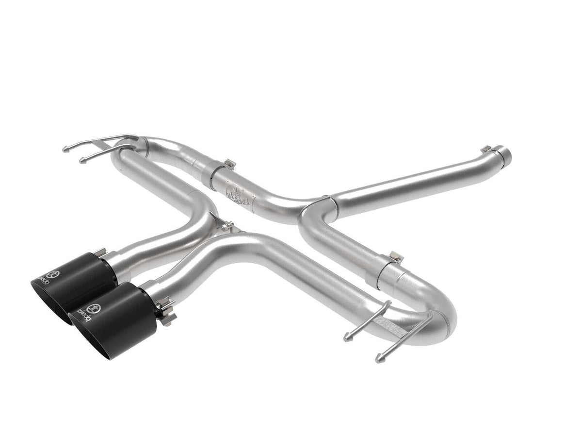 AFE 49-36625-B Takeda 2-1/2 IN 304 Stainless Steel Axle-Back Exhaust System w/ Black Tips