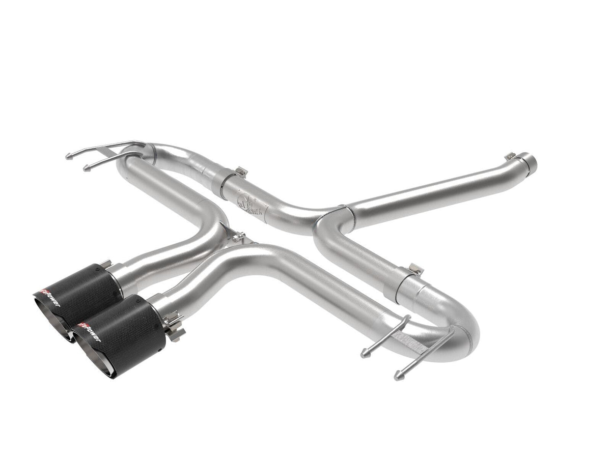 AFE 49-36625-C Takeda 2-1/2 IN 304 Stainless Steel Axle-Back Exhaust System w Carbon Fiber Tips
