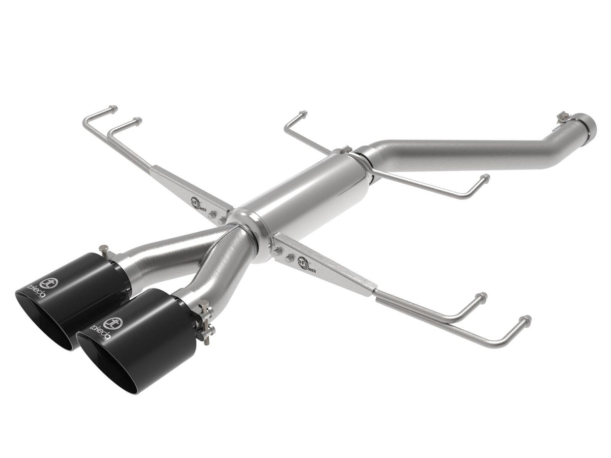 AFE 49-36626-B Takeda 2-1/2 IN 304 Stainless Steel Axle-Back Exhaust System w/ Black Tips