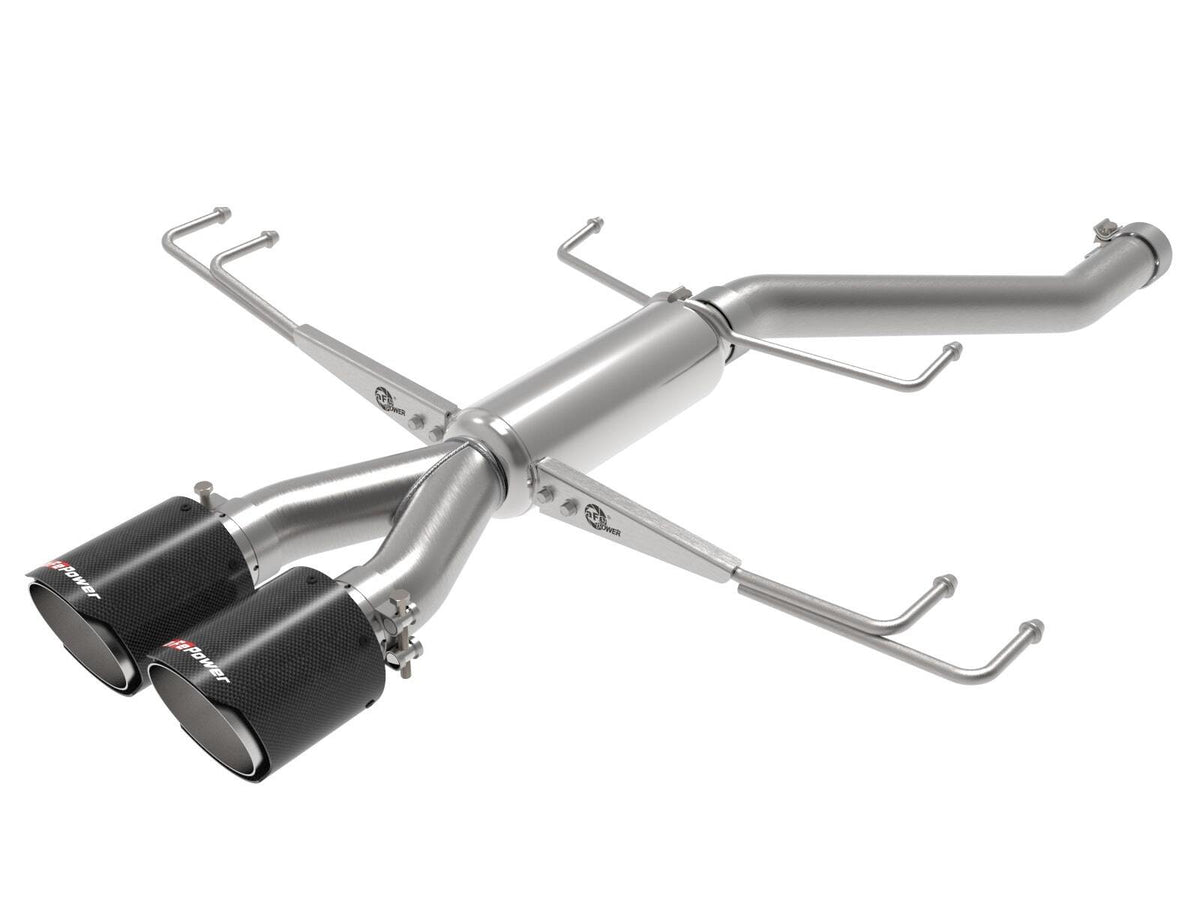 AFE 49-36626-C Takeda 2-1/2 IN 304 Stainless Steel Axle-Back Exhaust System w Carbon Fiber Tips
