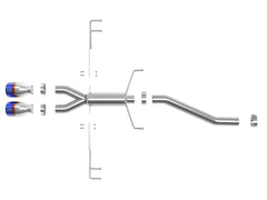 AFE 49-36626-L Takeda 2-1/2 IN 304 Stainless Steel Axle-Back Exhaust System w/ Blue Flame Tips