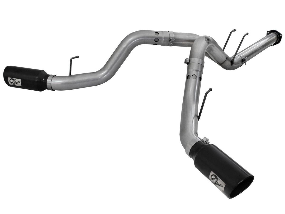 AFE 49-43122-B Large Bore-HD 4 IN 409 Stainless Steel DPF-Back Exhaust System w/Black Tip