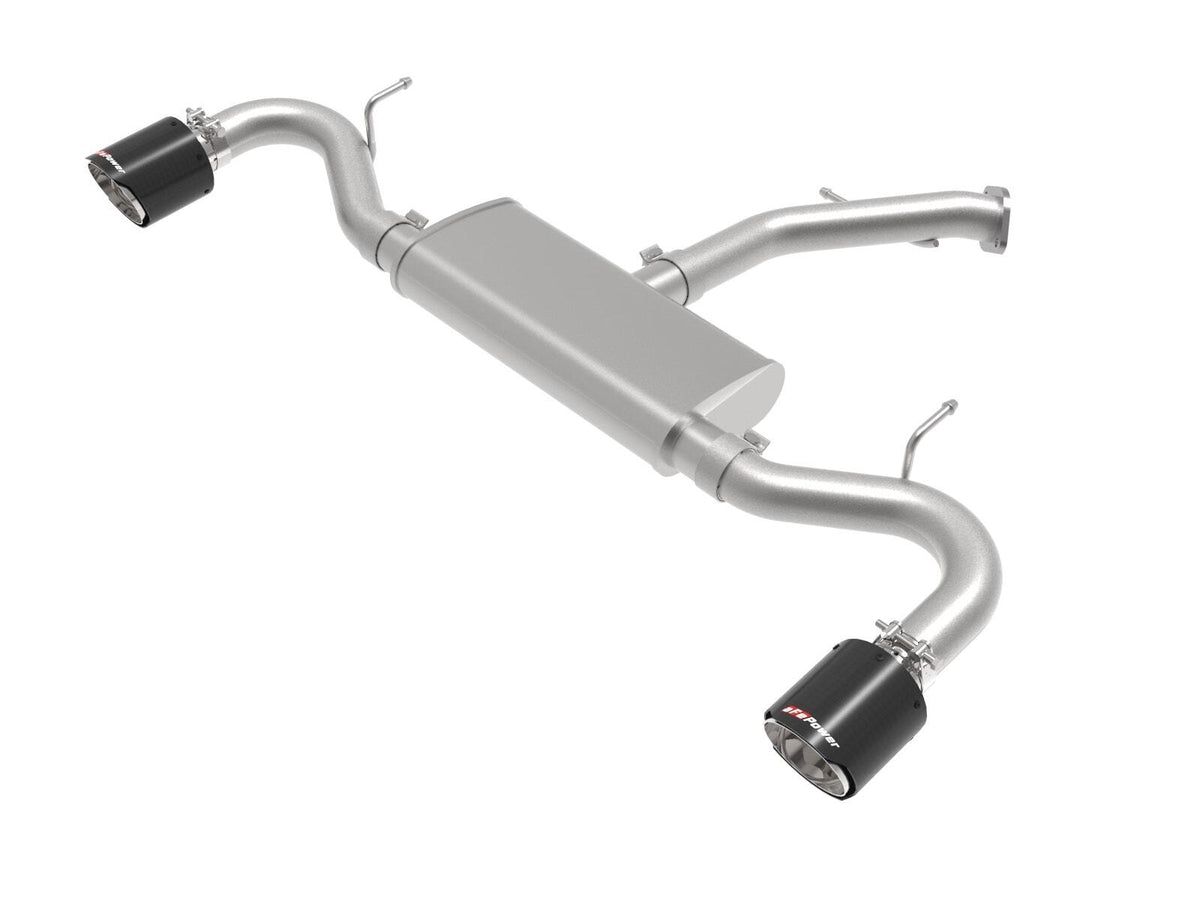 AFE 49-47016-C Takeda 2-1/2 IN 409 Stainless Steel Axle-Back Exhaust System w/Carbon Fiber Tips