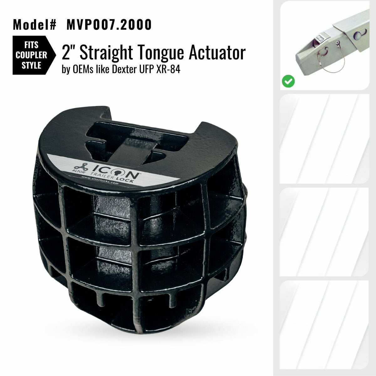Altor Locks - ICON Trailer Coupler Lock for 2in. UFP coupler style by OEMs likeDexter XR-84 - MVP007.2000
