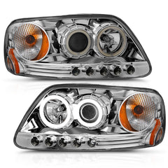 AnzoUSA 111054 Projector Headlights with Halo Chrome 1pc