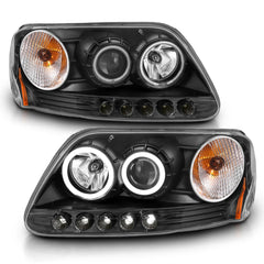 AnzoUSA 111097 Projector Headlights with Halo Black (SMD LED)