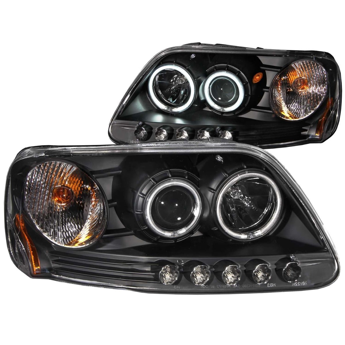 AnzoUSA 111097 Projector Headlights with Halo Black (SMD LED)