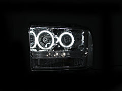 AnzoUSA 111118 Projector Headlights with Halo Chrome with LED Strip (SMD LED) 1pc