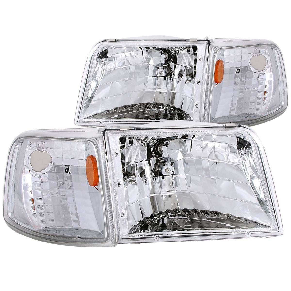 AnzoUSA 111119 Crystal Headlights Chrome with Corner Lights 2pc
