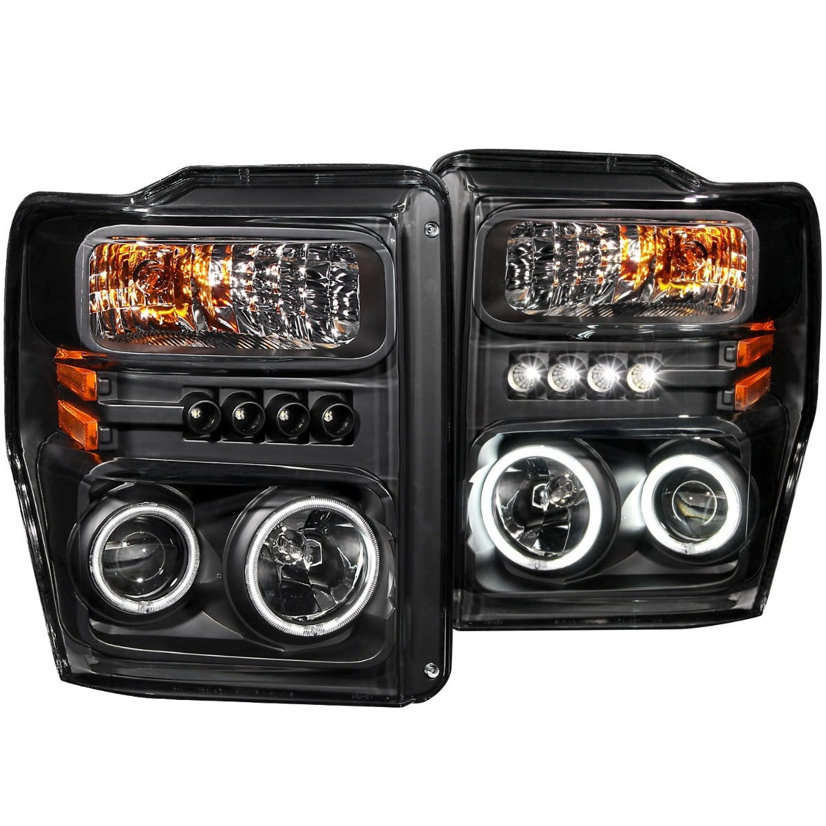 AnzoUSA 111168 Projector Headlights with Halo Black (SMD LED)