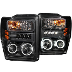 AnzoUSA 111168 Projector Headlights with Halo Black (SMD LED)