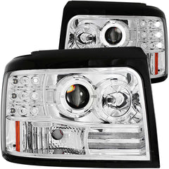 AnzoUSA 111183 Projector Headlights with Halo Chrome with Side Markers and Parking Lights