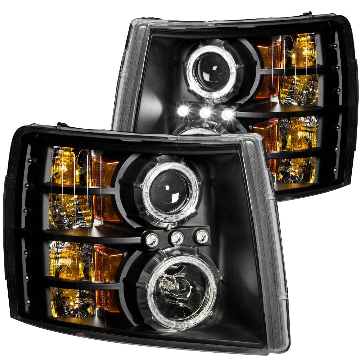 AnzoUSA 111200 Projector Headlights with Halo Black