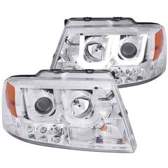 AnzoUSA 111287 Projector Headlights with U-Bar Chrome