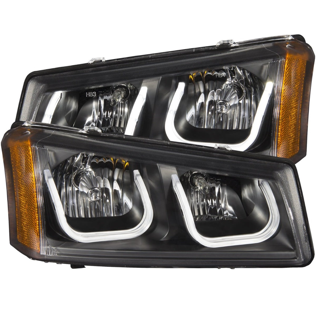 AnzoUSA 111312 Projector Headlights with U-Bar Black