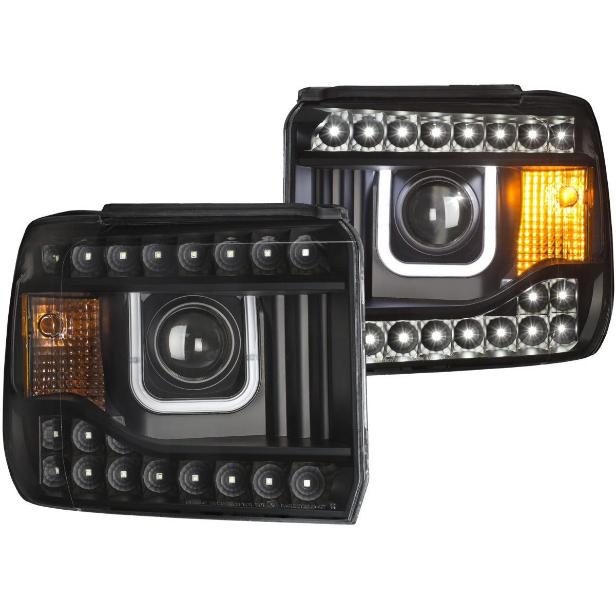 AnzoUSA 111316 Projector Headlights with U-Bar Black