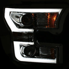 AnzoUSA 111348 Projector Headlights with Plank Style Design Chrome with Amber