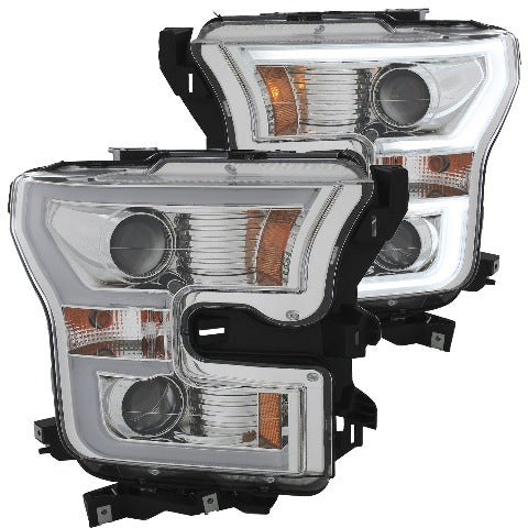 AnzoUSA 111348 Projector Headlights with Plank Style Design Chrome with Amber