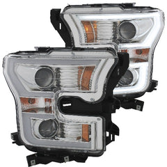 AnzoUSA 111348 Projector Headlights with Plank Style Design Chrome with Amber