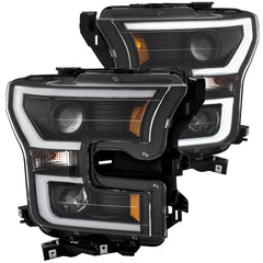 AnzoUSA 111357 Projector Headlights with Plank Style Switchback Black with Amber