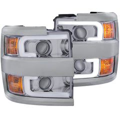 AnzoUSA 111360 Projector Headlights with Plank Style Design Chrome with Amber