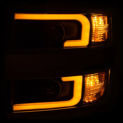 AnzoUSA 111365 Projector Headlights with Plank Style Switchback Black with Amber (Chrome Rim)