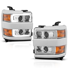 AnzoUSA 111366 Projector Headlights with Plank Style Switchback Chrome with Amber (Chrome Rim)