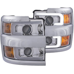 AnzoUSA 111366 Projector Headlights with Plank Style Switchback Chrome with Amber (Chrome Rim)