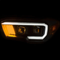 AnzoUSA 111377 Projector Headlights with Plank Style Design Black with Amber