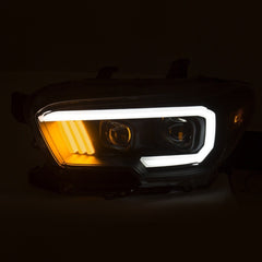 AnzoUSA 111379 Projector Headlights with Plank Style Design Black/Amber with DRL