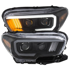AnzoUSA 111379 Projector Headlights with Plank Style Design Black/Amber with DRL