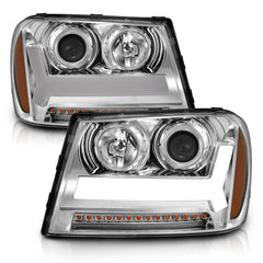 AnzoUSA 111391 Projector Headlights with Plank Style Design Chrome with Amber