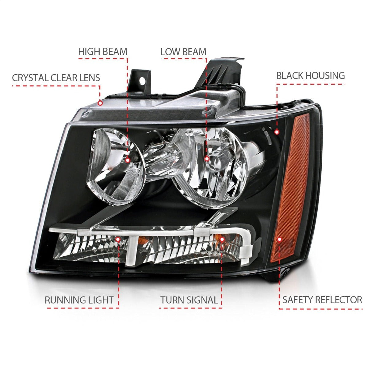 AnzoUSA 111392 Crystal Headlights Black