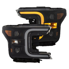 DISCONTINUED - AnzoUSA 111400 LED Projector Headlights Plank Style Black with Switchback Amber Signal
