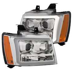 AnzoUSA 111403 Projector Headlights with Plank Style Switchback Chrome with Amber