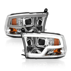 AnzoUSA 111405 Projector Headlights Plank Style Design Chrome with Halo