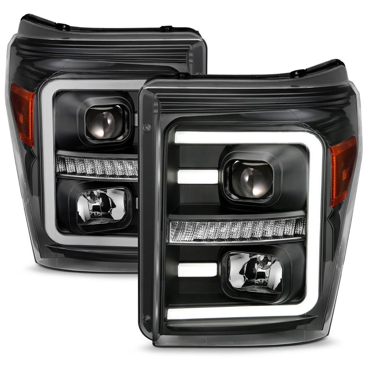 AnzoUSA 111406 Projector Headlights with Plank Style Switchback Black with Amber