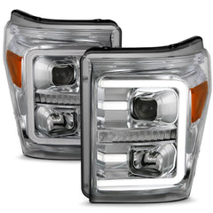 AnzoUSA 111407 Projector Headlights with Plank Style Switchback Chrome with Amber