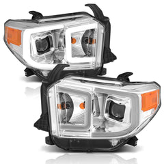 AnzoUSA 111415 Projector Headlights with Plank Style Switchback Chrome with Amber