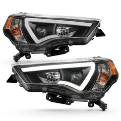 AnzoUSA 111416 Projector Headlights with Plank Style Switchback Black with Amber